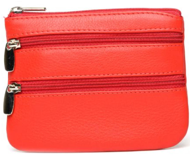Leather Triple Zip Coin Purse 0-328