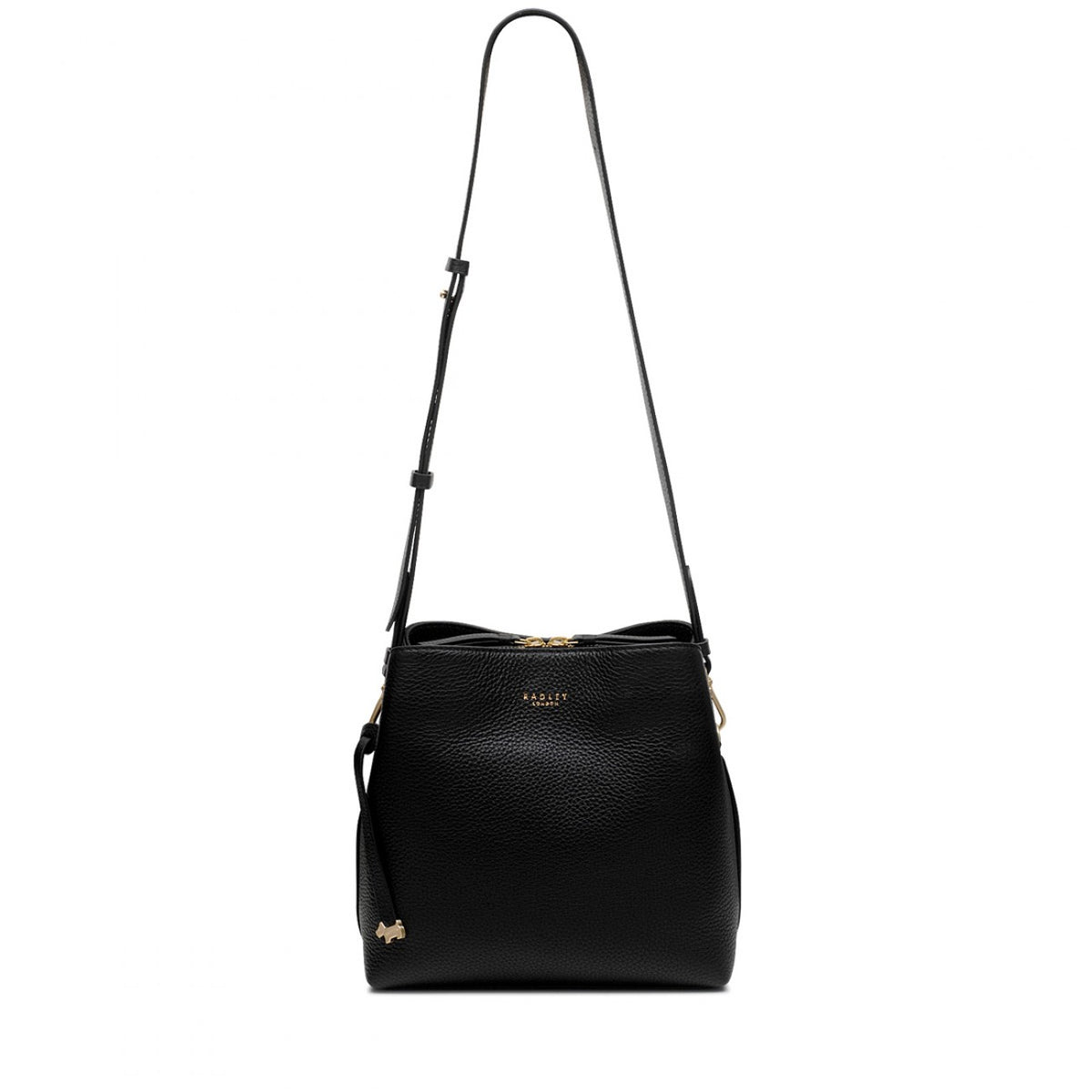 Radley Dukes Place Grainy Leather Medium Zip-Top Grab Bag, Black