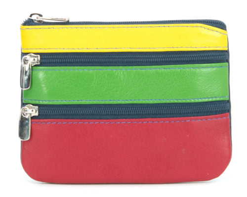 Leather Triple Zip Coin Purse 0-328