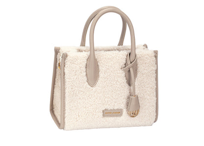 Grab Handled Faux Sheepskin Bag