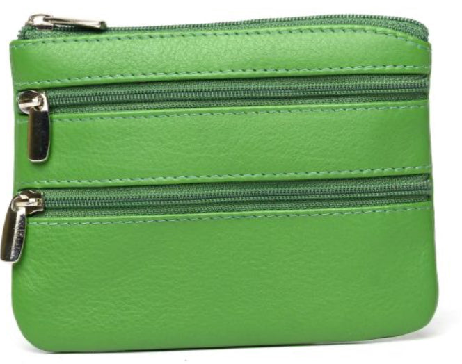 Leather Triple Zip Coin Purse 0-328