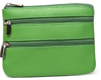 Leather Triple Zip Coin Purse 0-328