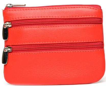 Leather Triple Zip Coin Purse 0-328