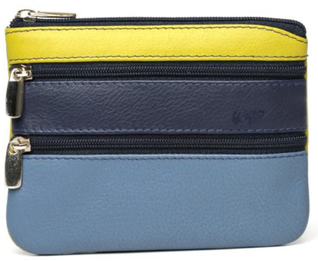 Leather Triple Zip Coin Purse 0-328