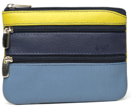 Leather Triple Zip Coin Purse 0-328