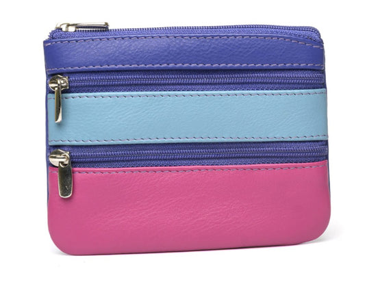 Leather Triple Zip Coin Purse