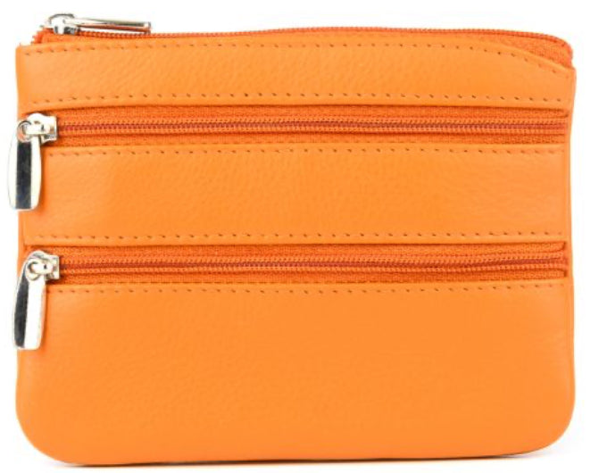 Leather Triple Zip Coin Purse