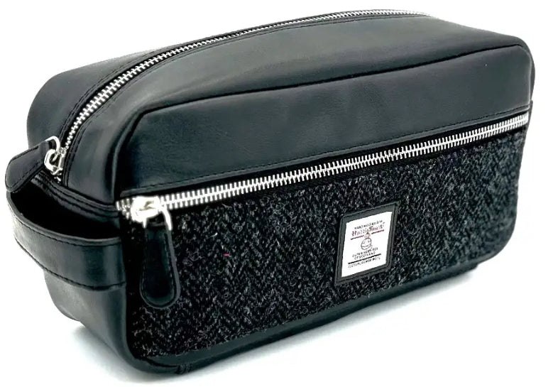 Wash Bag with Harris Tweed
