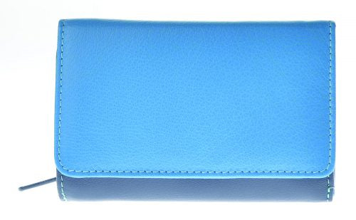 VEGAN Leather RFID Protected Royal Blue Metallic Zipper Wallet Purse Money  Bag For Women