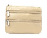 Leather Triple Zip Coin Purse 0-328