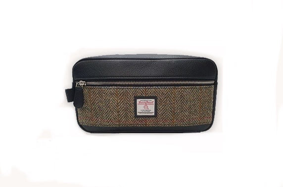 Wash Bag with Harris Tweed