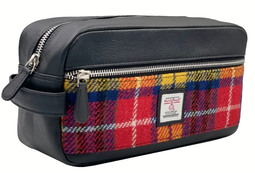 Wash Bag with Harris Tweed