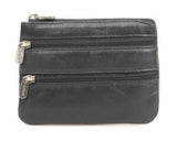 Leather Triple Zip Coin Purse 0-328