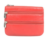 Leather Triple Zip Coin Purse 0-328