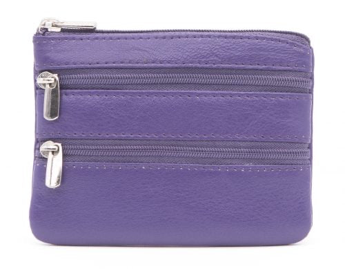 Leather Triple Zip Coin Purse 0-328