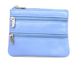 Leather Triple Zip Coin Purse 0-328