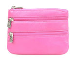 Leather Triple Zip Coin Purse 0-328